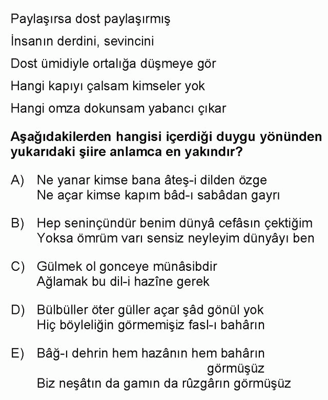 LYS Türk Dili ve Edebiyatı Soruları 23. Soru