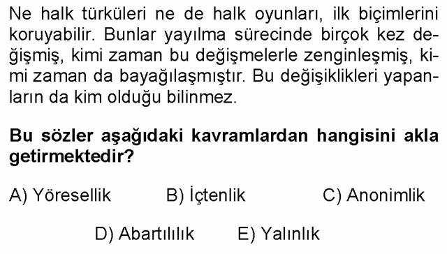 LYS Türk Dili ve Edebiyatı Soruları 25. Soru