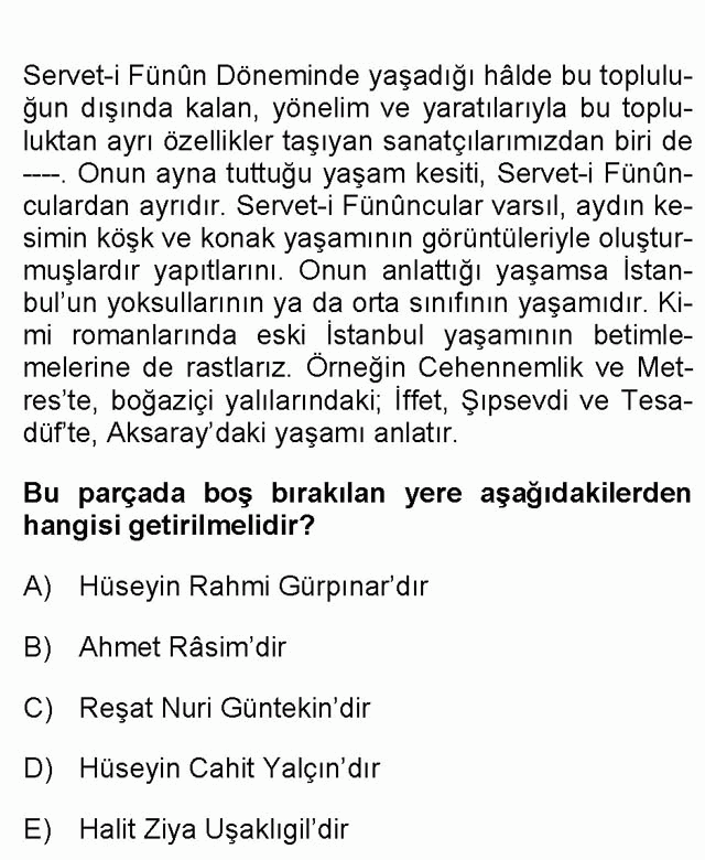 LYS Türk Dili ve Edebiyatı Soruları 47. Soru