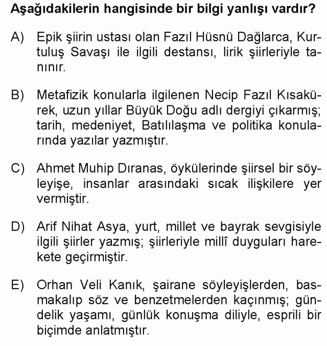 LYS Türk Dili ve Edebiyatı Soruları 51. Soru