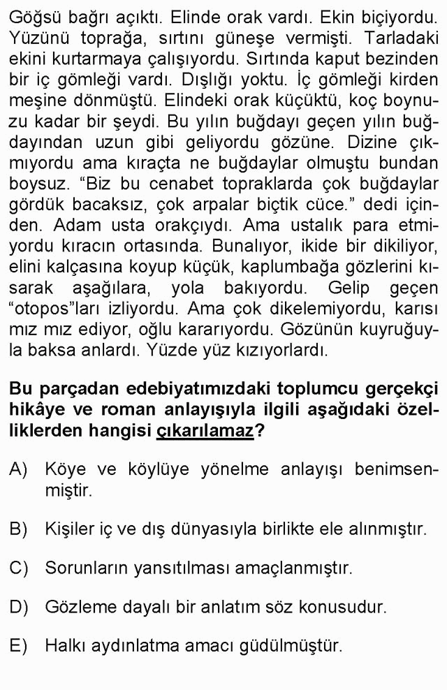 LYS Türk Dili ve Edebiyatı Soruları 53. Soru