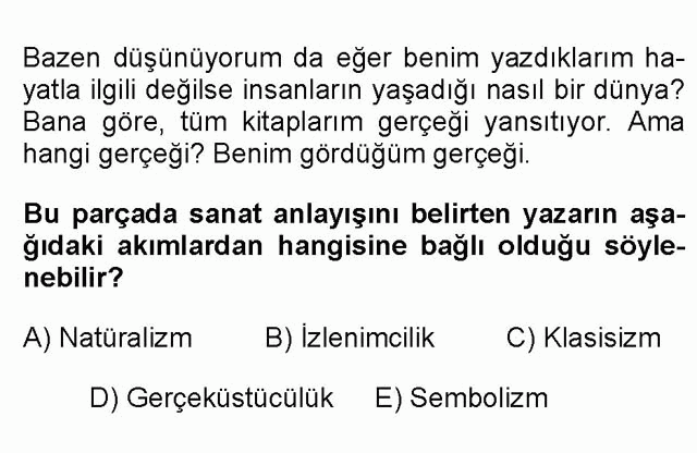 LYS Türk Dili ve Edebiyatı Soruları 56. Soru