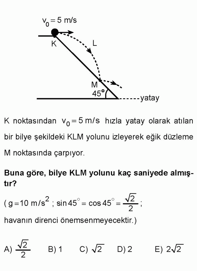 LYS Fizik Soruları 10. Soru