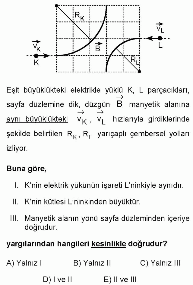 LYS Fizik Soruları 30. Soru