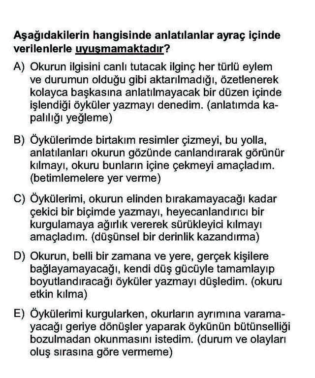LYS Türk Dili ve Edebiyatı Soruları 1. Soru