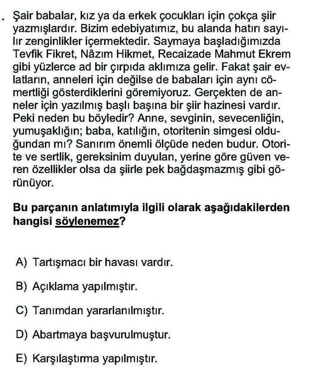 LYS Türk Dili ve Edebiyatı Soruları 11. Soru