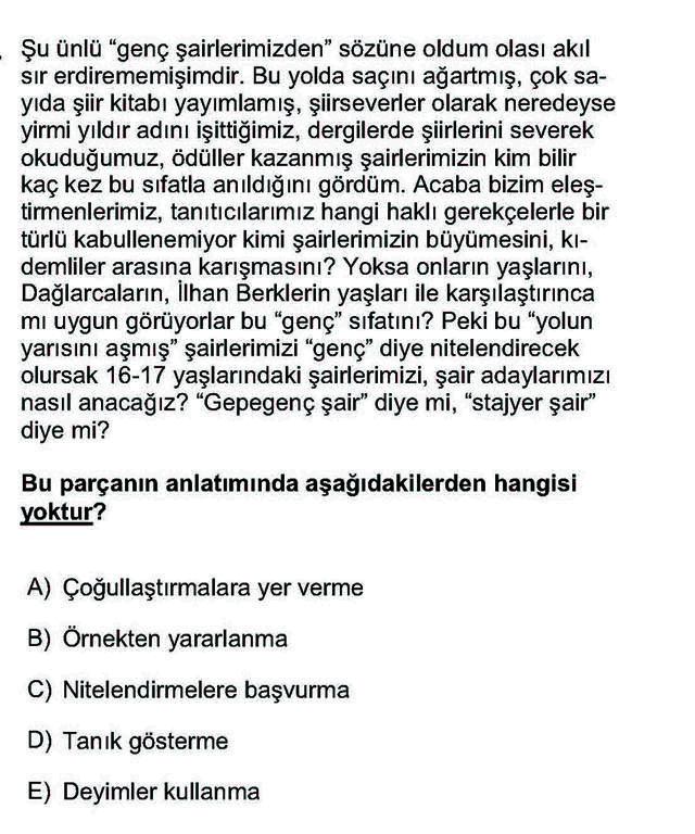 LYS Türk Dili ve Edebiyatı Soruları 13. Soru