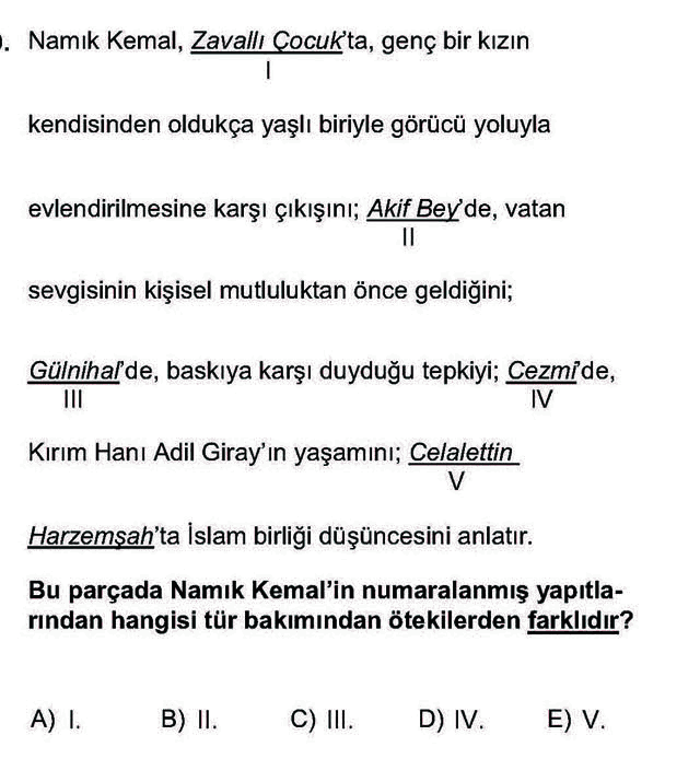 LYS Türk Dili ve Edebiyatı Soruları 39. Soru