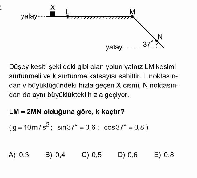 LYS Fizik Soruları 12. Soru