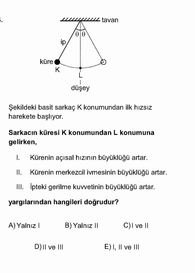 LYS Fizik Soruları 14. Soru