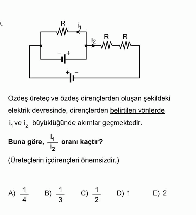 LYS Fizik Soruları 20. Soru