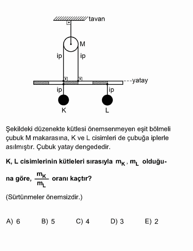 LYS Fizik Soruları 5. Soru