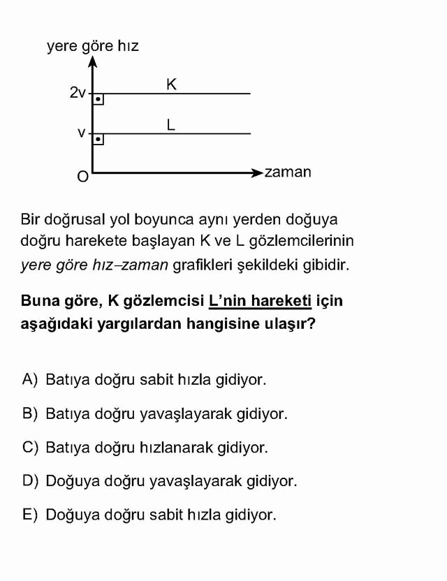 LYS Fizik Soruları 6. Soru