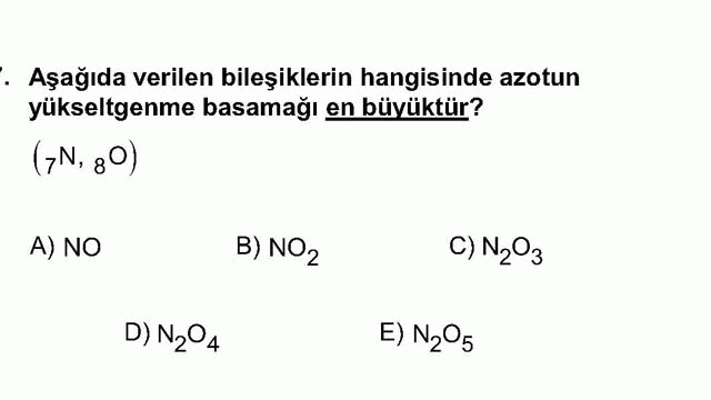 LYS Kimya Soruları 17. Soru