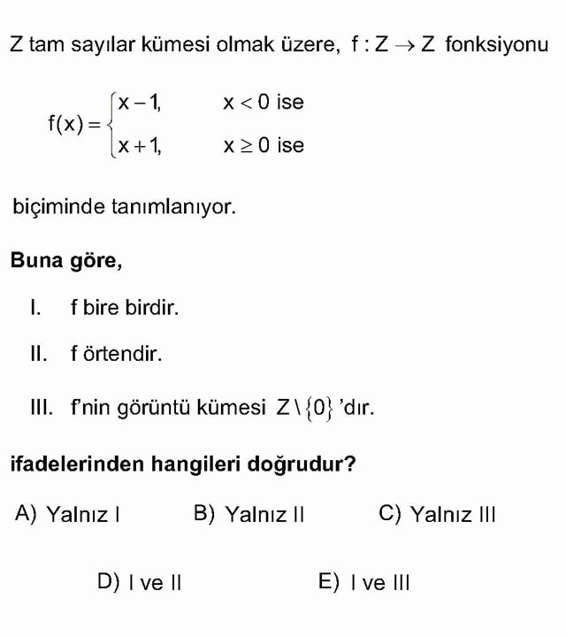 LYS Matematik Soruları 14. Soru