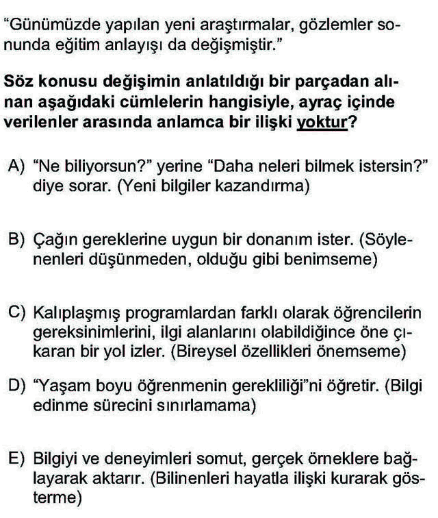 LYS Türk Dili ve Edebiyatı Soruları 2. Soru