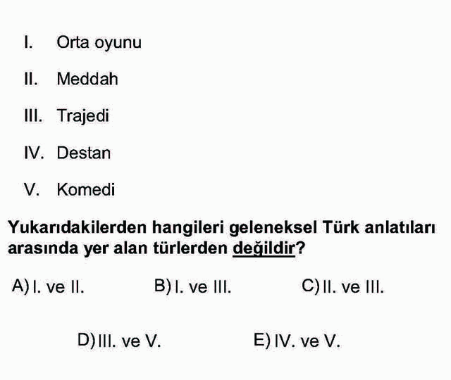 LYS Türk Dili ve Edebiyatı Soruları 33. Soru