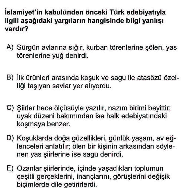 LYS Türk Dili ve Edebiyatı Soruları 35. Soru