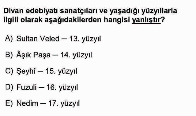 LYS Türk Dili ve Edebiyatı Soruları 36. Soru