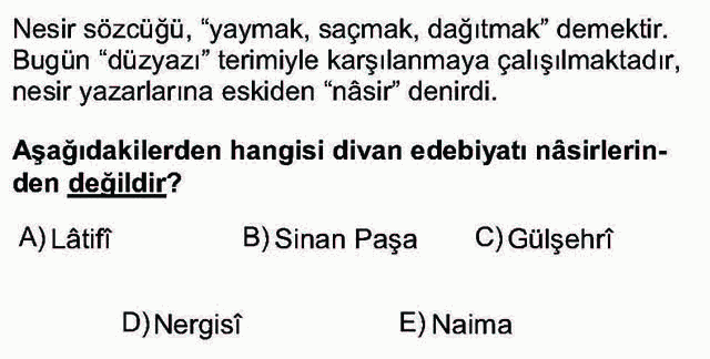 LYS Türk Dili ve Edebiyatı Soruları 38. Soru