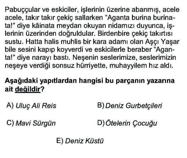 LYS Türk Dili ve Edebiyatı Soruları 44. Soru