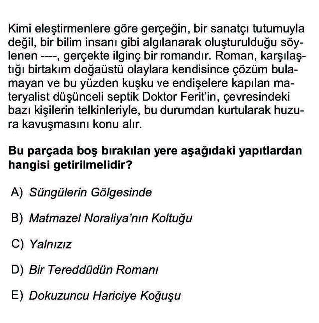 LYS Türk Dili ve Edebiyatı Soruları 45. Soru