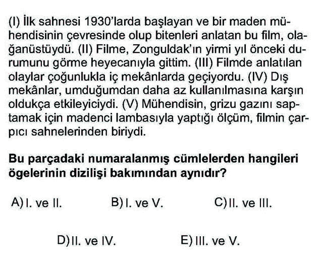 LYS Türk Dili ve Edebiyatı Soruları 7. Soru