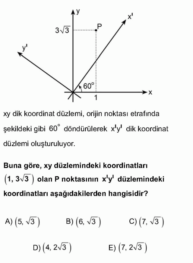 LYS Analitik Geometri Soruları 29. Soru
