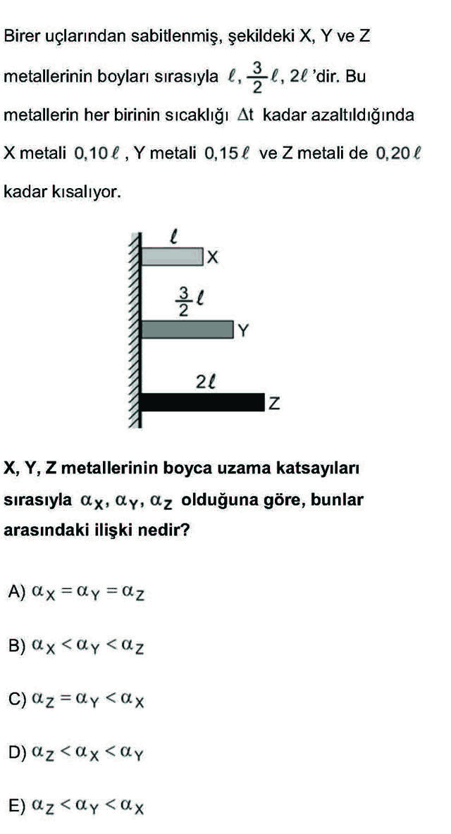LYS Fizik Soruları 3. Soru
