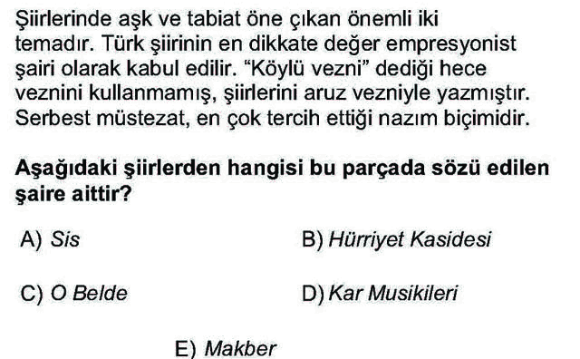 LYS Türk Dili ve Edebiyatı Soruları 39. Soru
