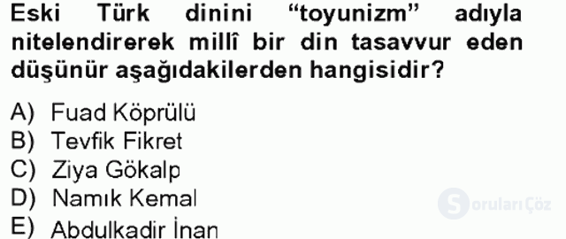 Türk İslâm Edebiyatı Tek Ders Sınavı 1. Soru