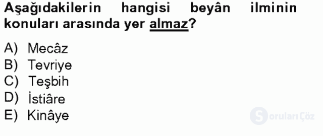 Türk İslâm Edebiyatı Tek Ders Sınavı 9. Soru