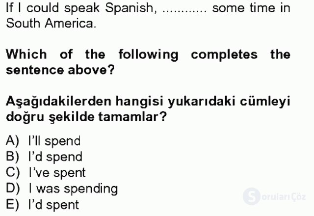 İngilizce IV Tek Ders Sınavı 3. Soru