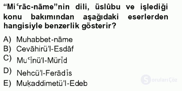 XIV-XV. Yüzyıllar Türk Dili Tek Ders Sınavı 1. Soru