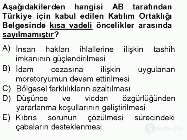 Türk Dış Politikası II Tek Ders Sınavı 14. Soru