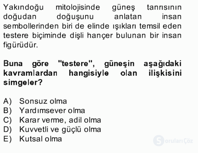 Türk Edebiyatının Mitolojik Kaynakları Bahar Final 16. Soru