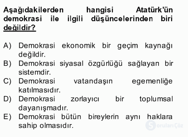 Atatürk İlkeleri ve İnkılap Tarihi II Bahar Final 16. Soru