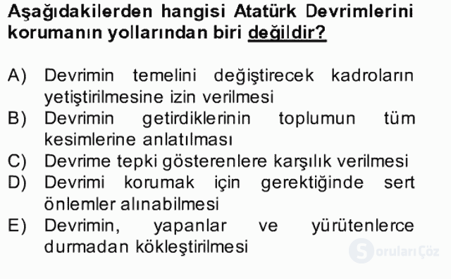 Atatürk İlkeleri ve İnkılap Tarihi II Bahar Final 25. Soru