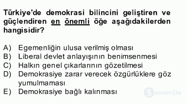 Atatürk İlkeleri ve İnkılap Tarihi II Bahar Final 30. Soru