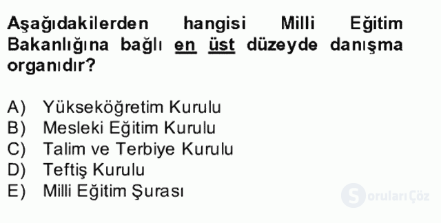 Türk Eğitim Tarihi Bahar Final 15. Soru