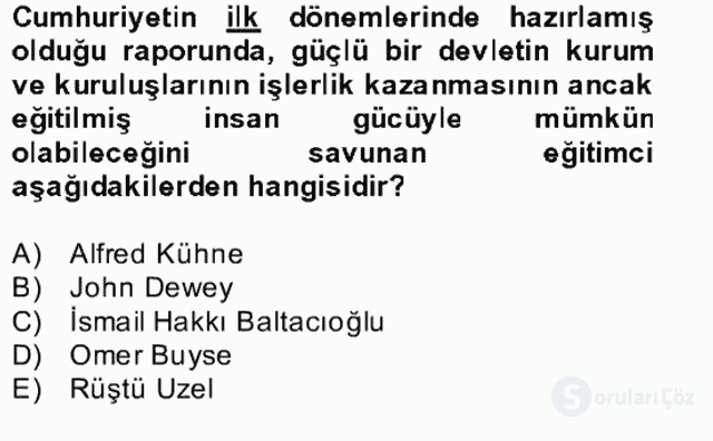Türk Eğitim Tarihi Bahar Final 18. Soru