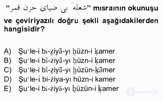 Osmanlı Türkçesi Grameri II Bahar Final 20. Soru