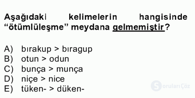 XIV-XV. Yüzyıllar Türk Dili Bahar Final 4. Soru