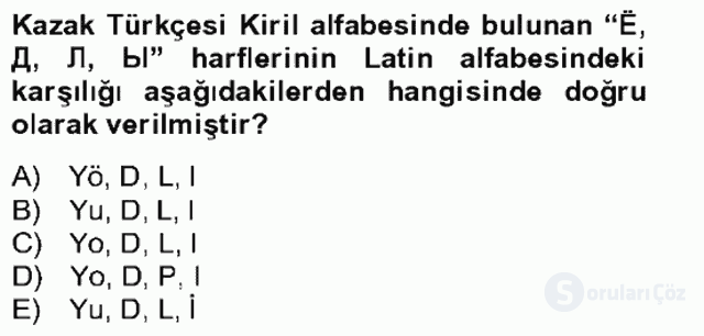 Çağdaş Türk Yazı Dilleri II Bahar Final 14. Soru