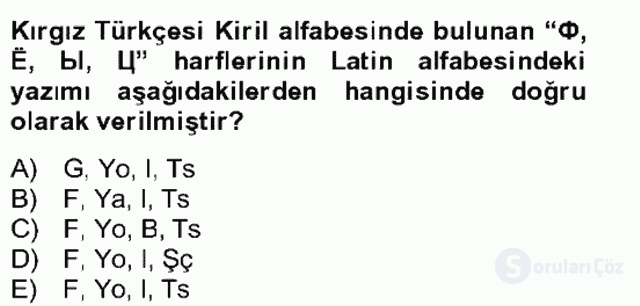 Çağdaş Türk Yazı Dilleri II Bahar Final 23. Soru