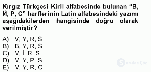 Çağdaş Türk Yazı Dilleri II Bahar Final 24. Soru