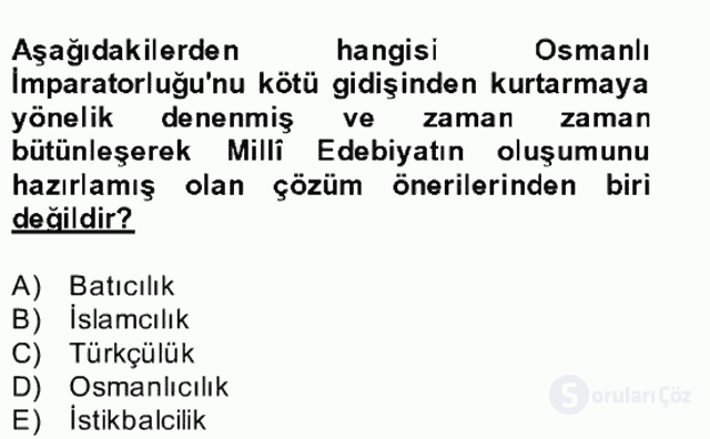 II. Meşrutiyet Dönemi Türk Edebiyatı Bahar Final 7. Soru