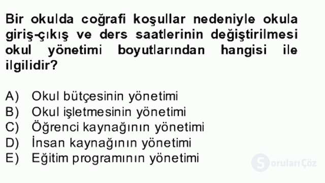 Türk Eğitim Sistemi ve Okul Yönetimi Bahar Final 6. Soru