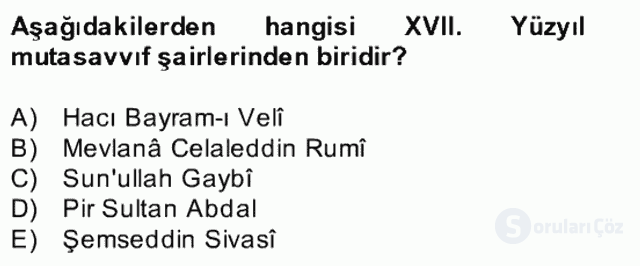 Türk İslâm Edebiyatı Bahar Final 11. Soru