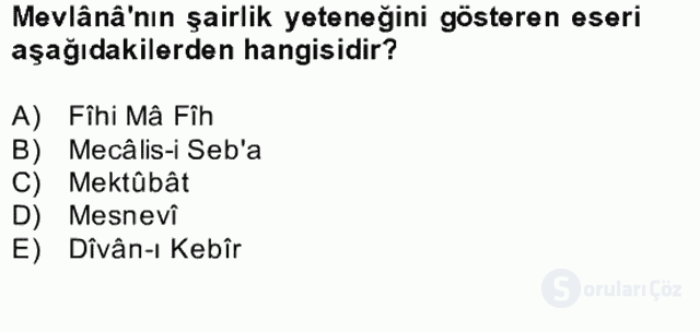Türk İslâm Edebiyatı Bahar Final 9. Soru